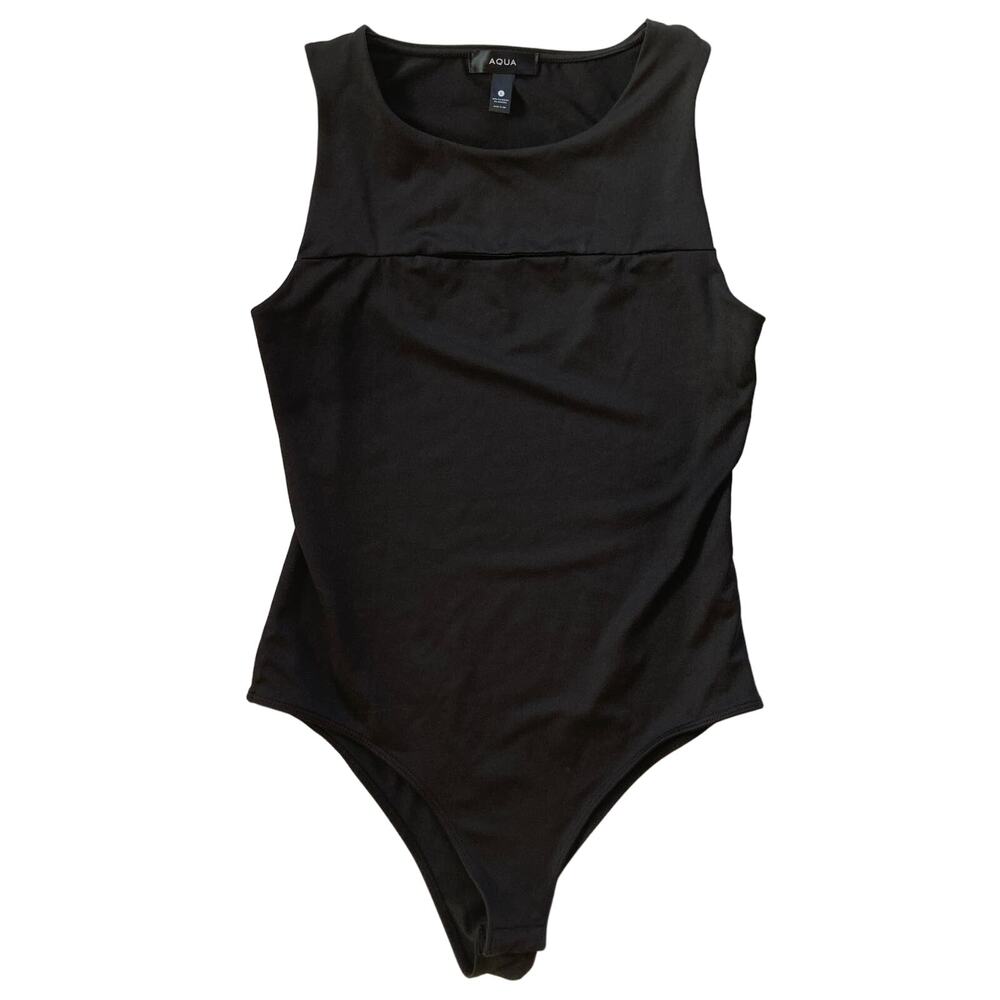 NEW Aqua Bodysuit Fitted Black Spandex Size Large
